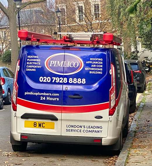 8 WC number plate – Pimlico Plumbers