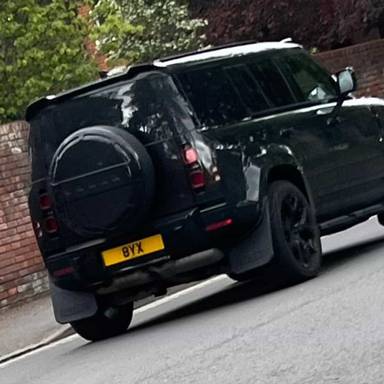 UK Number Plate 8 YX on a 2024 Black Land Rover Defender Hdtp Xdyn Hse Dmhev A