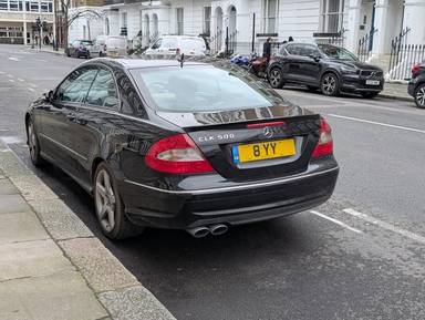 UK Number Plate 8 YY on a 2007 Black Mercedes CLK