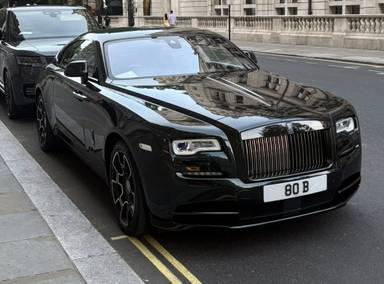 UK Number Plate 80 B on a 2018 Green Rolls Royce Wraith