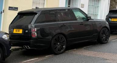 UK Number Plate 80 BO on a 2020 Black Land Rover Range Rover