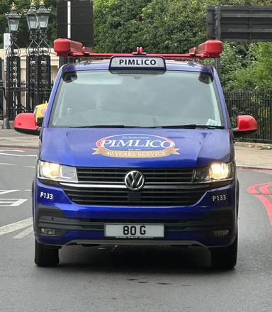 UK Number Plate 80 G on a 2025 White Volkswagen Transporter T32 Commerce + Tdi