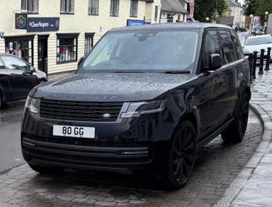 UK Number Plate 80 GG on a 2024 Black Land Rover Range Rover Autobio D Mhev A