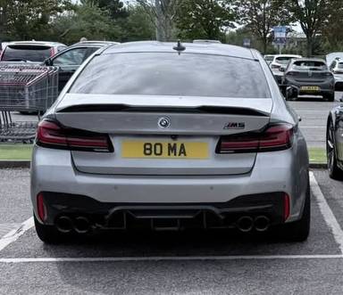 UK Number Plate 80 MA on a 2021 Grey BMW 5 Series