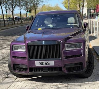 UK Number Plate 805 S on a 2019 Purple Rolls Royce Cullinan V12 Auto