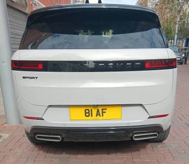 UK Number Plate 81 AF on a 2025 Grey Land Rover Range Rover Sprt Dyn Se Phev A