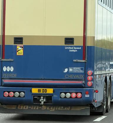 UK Number Plate 81 DD on a 2015 Blue Scania G410