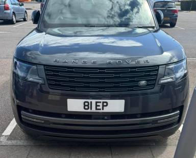 UK Number Plate 81 EP on a 2024 Grey Land Rover Range Rover Hse D Mhev Auto