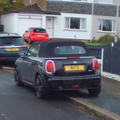 UK Number Plate 81 FO on a 2020 Black Mini Cooper S