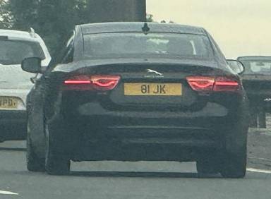 UK Number Plate 81 JK on a 2018 Black Jaguar XE