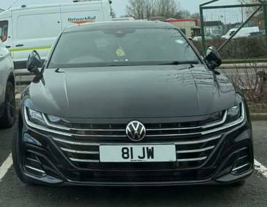 UK Number Plate 81 JW on a 2022 Black Volkswagen Arteon