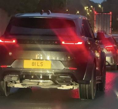 UK Number Plate 81 LS on a 2023 Grey Land Rover R-Rover Sport Dyn Se D Mhev A