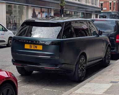 UK Number Plate 81 ON on a 2023 Green Land Rover Range Rover Autobiography Auto