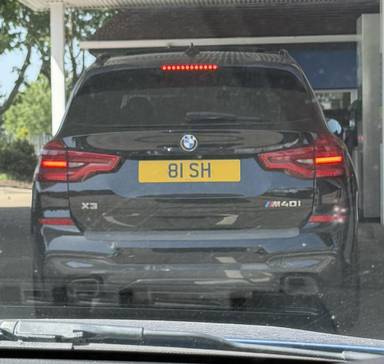 UK Number Plate 81 SH on a 2019 Black BMW X3