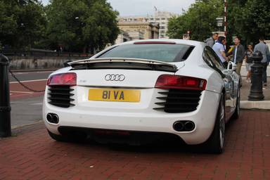 UK Number Plate 81 VA on a 2008 White Audi R8