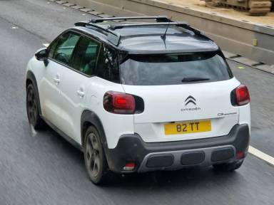 UK Number Plate 82 TT on a 2022 White Citroen C3 Aircross Shine + P-Tech S/S