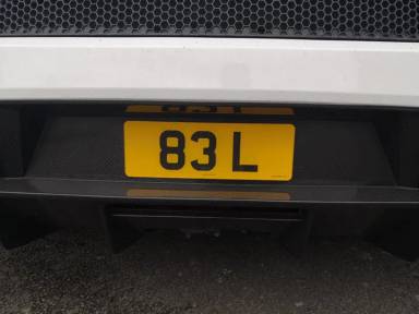 UK Number Plate 83 L on a 2012 White Lamborghini Gallardo