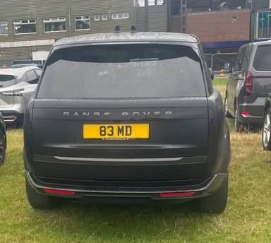 UK Number Plate 83 MD on a 2023 Black Land Rover Range Rover Hse D Mhev Auto
