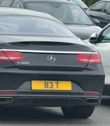 UK Number Plate 83 T on a 2015 Black Mercedes-Benz S-Class