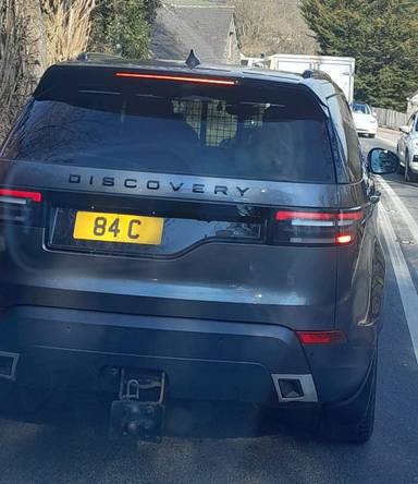 UK Number Plate 84 C on a 2025 Black Land Rover Discovery Dynamic Hse D Mhev A