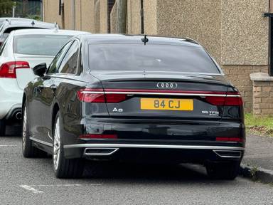 UK Number Plate 84 CJ on a 2021 Black Audi A8