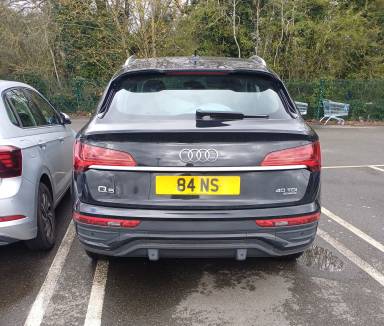 UK Number Plate 84 NS on a 2023 Black Audi Q5 Sport 40 Tdi Mhev Quat S-A