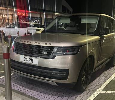 UK Number Plate 84 RM on a 2024 Gold Land Rover Range Rover Autobio Phev Auto