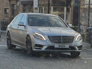 UK Number Plate 84 SH on a 2015 Silver Mercedes-Benz S-Class