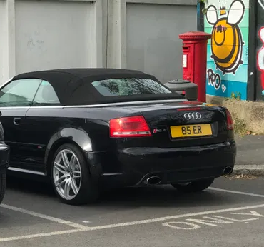 UK Number Plate 85 ER on a 2023 Black BMW M3 Competition M Xdrive Auto