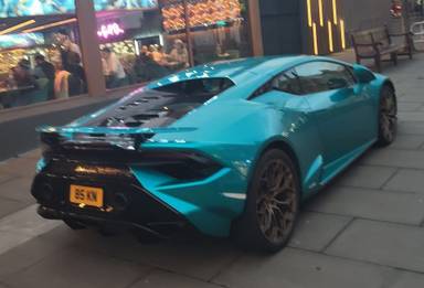 UK Number Plate 85 KN on a 2023 Blue Lamborghini Huracan Tecnica 4x2 S-A