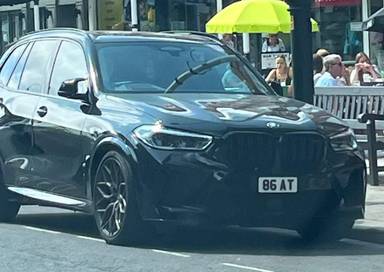 UK Number Plate 86 AT on a 2022 Black BMW X5 Xdrive40i M Sport Mhev Auto