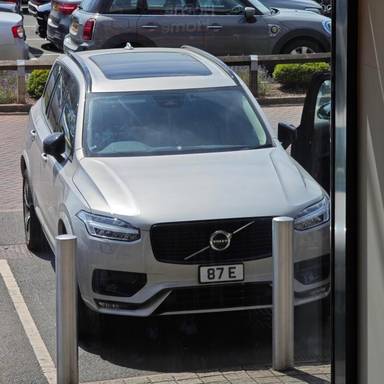 UK Number Plate 87 E on a 2023 Silver Volvo Xc90 + B5 Mhev Awd Auto