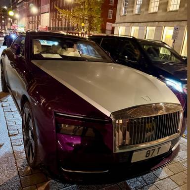 UK Number Plate 87 T on a 2023 Purple Rolls Royce Spectre Ev