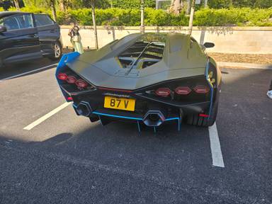 UK Number Plate 87 V on a 2022 Grey Lamborghini Aventador