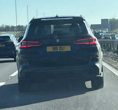 UK Number Plate 88 DU on a 2019 Black BMW X5