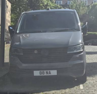 UK Number Plate 88 NA on a 2021 Grey Volkswagen Transporter T32 H-Ln Tdi 4m Sa