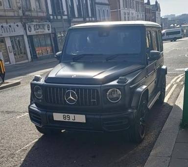 UK Number Plate 89 J on a 2021 Black Mercedes-Benz G