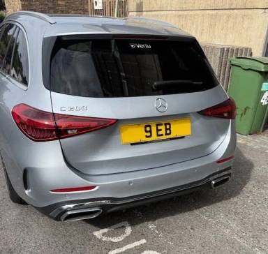 UK Number Plate 9 EB on a 2023 Silver Mercedes-Benz C 200 Amg Line Premium Mhev A