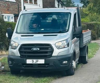 UK Number Plate 9 JP on a 2021 Silver Ford Transit 350 Leader Ecoblue