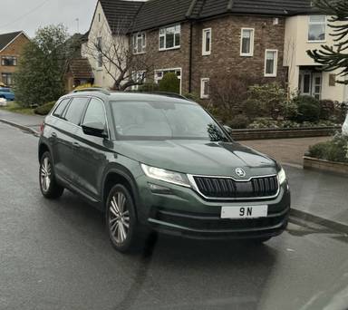 UK Number Plate 9 N on a 2020 Green Skoda Kodiaq