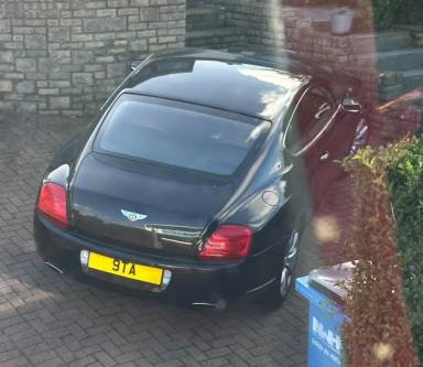 UK Number Plate 9 TA on a 2004 Black Bentley Continental