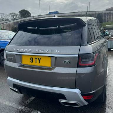 UK Number Plate 9 TY on a 2019 Silver Land Rover Range Rover Sport