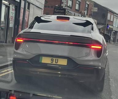 UK Number Plate 9 U on a 2025 Grey Lotus Eletre R