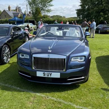 UK Number Plate 9 UY on a 2018 Blue Rolls Royce Dawn
