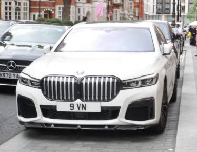 UK Number Plate 9 VN on a 2019 White BMW 730