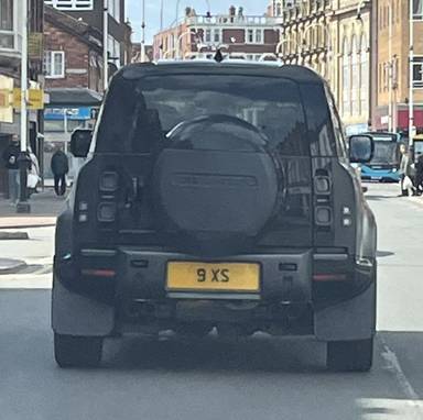UK Number Plate 9 XS on a 2024 Grey Land Rover Defender V8 Carpathian Ed A