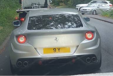 UK Number Plate 9 Y on a 2012 Silver Ferrari Ff V12