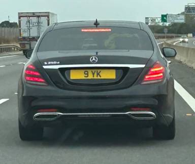 UK Number Plate 9 YK on a 2018 Black Mercedes-Benz S-Class