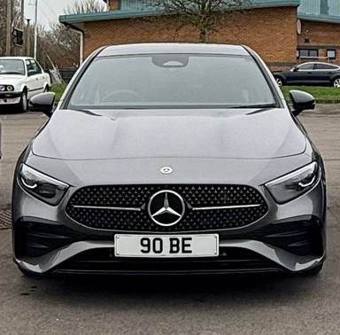 UK Number Plate 90 BE on a 2026 Grey Mercedes-Benz A 200 Amg Line Premium+ Mhev A