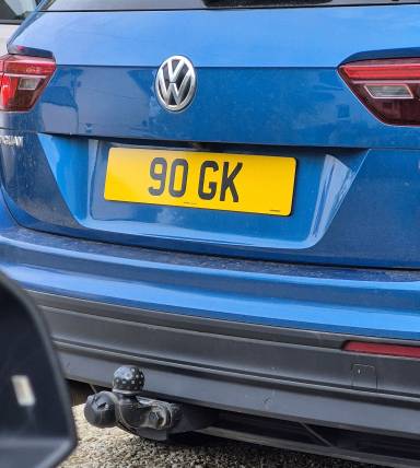 UK Number Plate 90 GK on a 2019 Blue Volkswagen Tiguan Match Tdi 4motion S-A